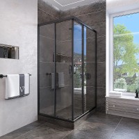Душевой уголок Veconi Rovigo RV-113B 90x90 RV113B-90-01-C4 профиль Черный матовый стекло прозрачное