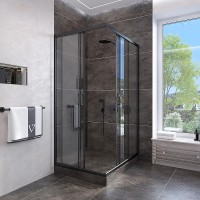 Душевой уголок Veconi Rovigo RV-113B 90x90 RV113B-90-01-C4 профиль Черный матовый стекло прозрачное