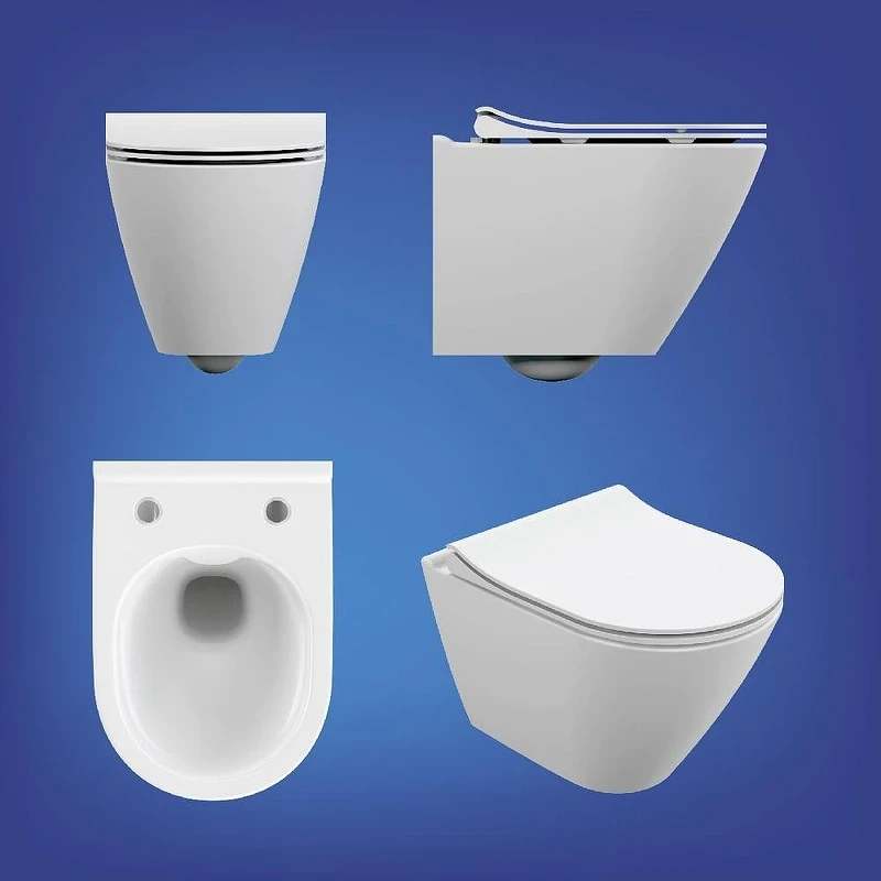 Унитаз с инсталляцией Cersanit City Smart DPL EO Slim + Aqua 40 Smart M 69324 цвет Белый с сиденьем Микролифт и клавишей смыва цвет Черный матовый