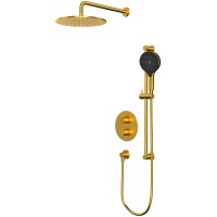 Душевая система Whitecross Y brushed gold YSET09TOPGLB с термостатом Брашированное золото латунь встраиваемый
