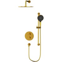Душевая система Whitecross Y brushed gold YSET09TOPGLB с термостатом Брашированное золото латунь встраиваемый