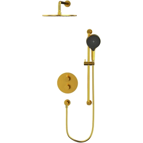 Душевая система Whitecross Y brushed gold YSET09TOPGLB с термостатом Брашированное золото латунь встраиваемый