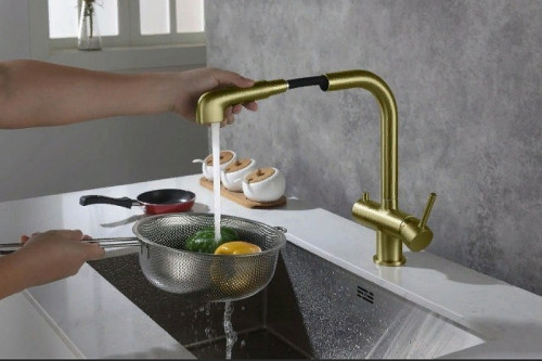 Смеситель для кухни Timo Saona 2346/17FL Золото матовое латунь