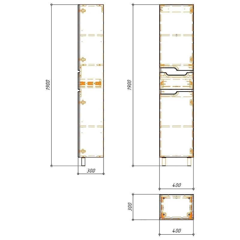 Шкаф пенал Azario Kantri 40 L CS00097261 цвет Белый глянцевый