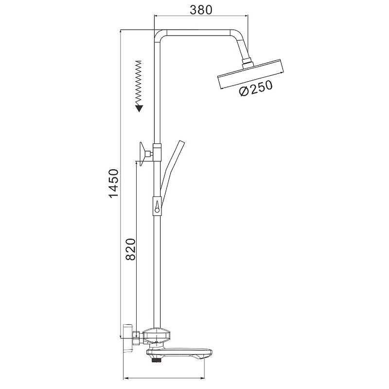 Душевая система Rose R39H R3936H Черная матовая