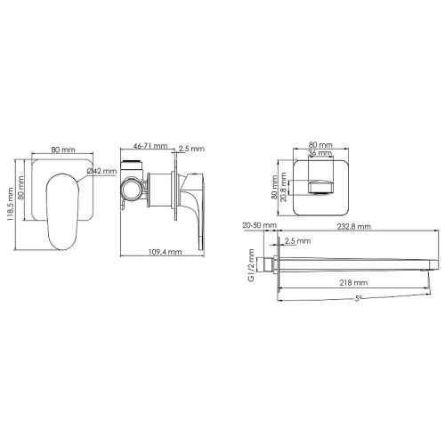 Смеситель для раковины WasserKRAFT Havel A3651.284 Золото матовое латунь встраиваемый