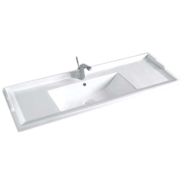 Раковина CeramaLux 120 NY J840 - 120 Белая фаянс полувстраиваемая