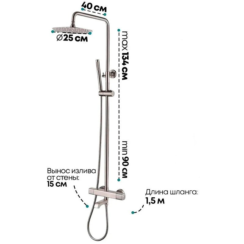 Душевая система Grocenberg GB7005BG с термостатом Графит