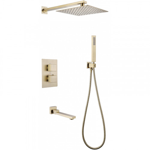 Душевая система Abber Daheim AF8250G с термостатом Золото матовое латунь встраиваемый