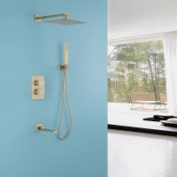 Душевая система Abber Daheim AF8250G с термостатом Золото матовое латунь встраиваемый