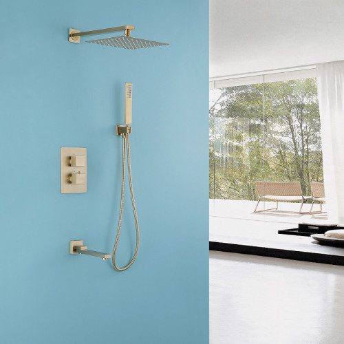 Душевая система Abber Daheim AF8250G с термостатом Золото матовое латунь встраиваемый