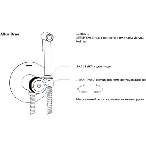 Гигиенический душ со смесителем Allen Brau Liberty 5.33005-BN Никель брашированный