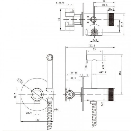 Гигиенический душ со смесителем Allen Brau Liberty 5.33005-BN Никель брашированный
