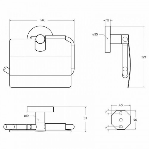 Держатель туалетной бумаги Cezares Relax RELAX-PH-NOP с крышкой Черный матовый