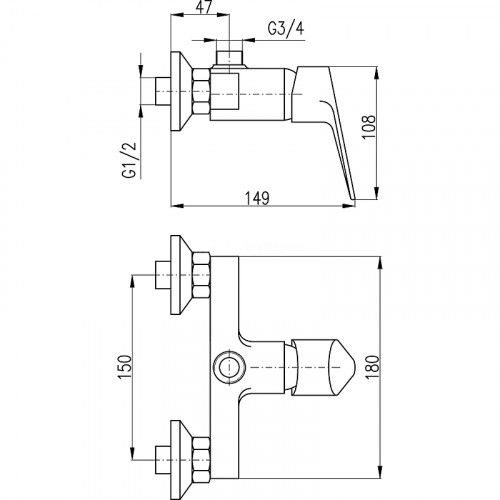Смеситель для душа Rav Slezak Victoria VI282.5 Хром латунь на стену