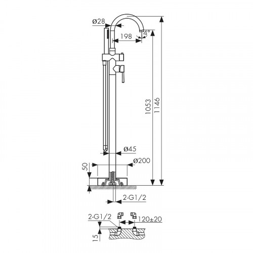 Смеситель для ванны Kaiser Merkur 26282 Хром латунь на пол