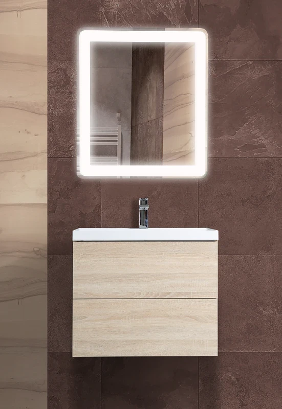 Тумба под раковину Art&Max Verona Push 70 AM-Verona-Push-700-2C-SO-RS-TS подвесная цвет Дуб Сонома светлый