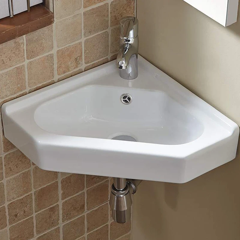 Раковина WeltWasser Aisbach 7012 GL-WT 55 10000008681 угловая Белая глянецевая фаянс подвесная