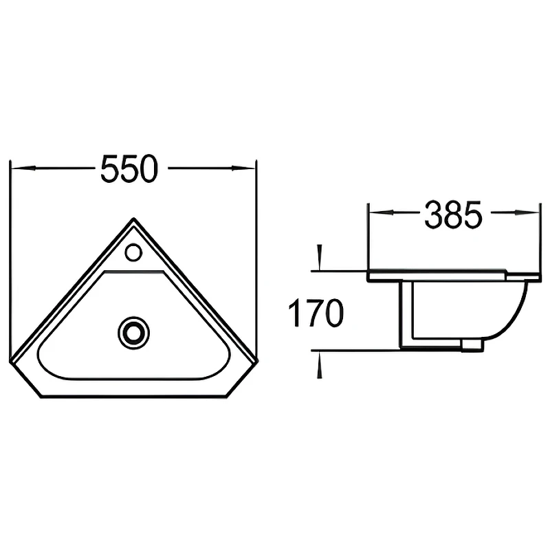 Раковина WeltWasser Aisbach 7012 GL-WT 55 10000008681 угловая Белая глянецевая фаянс подвесная