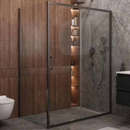 Душевой уголок Cezares Molveno 150x90 MOLVENO-AH-11-150/90-C-GM-IV профиль Оружейная сталь стекло прозрачное