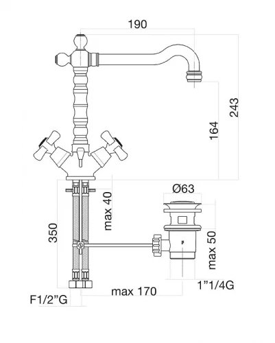 Смеситель для раковины Fiore Margot 26ZZ0625 цвет Бронза