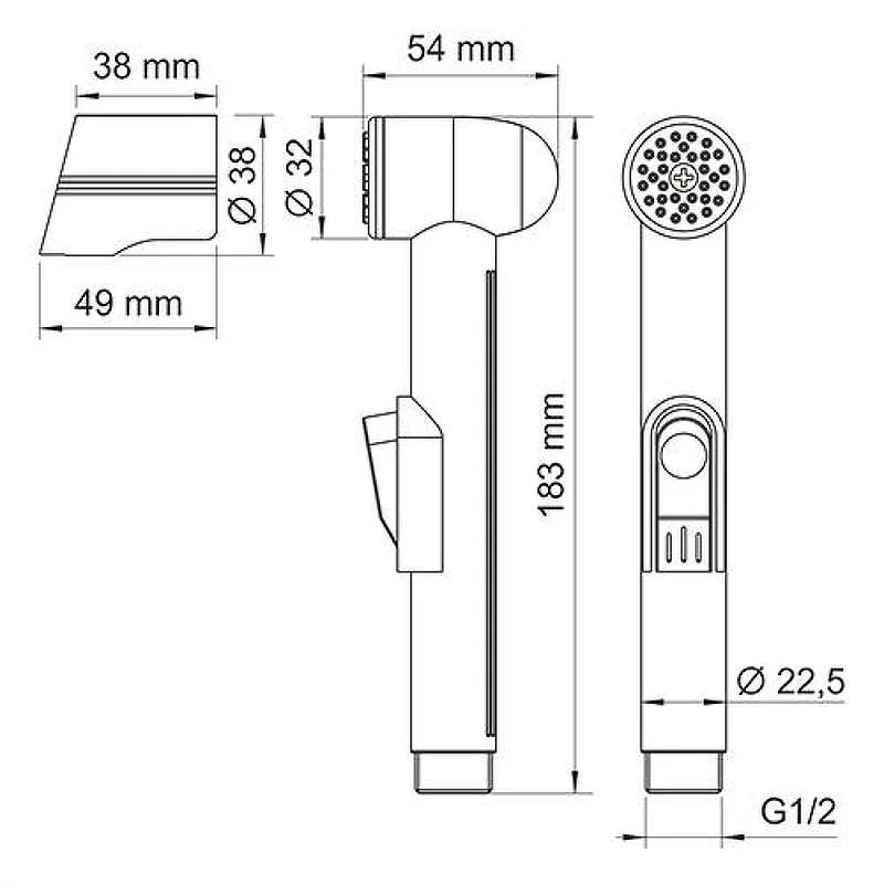 Гигиенический душ со смесителем WasserKRAFT Elbe 7400 A7451.083.236.081 цвет Черный