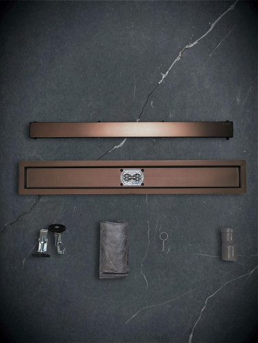 Душевой лоток AltroBagno Livello 80 071240 BC с решеткой цвет Медь матовая / под плитку