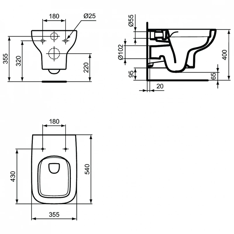 Комплект унитаза с инсталляцией Ideal Standard I.Life A WA330101 с сиденьем Микролифт фарфор подвесной