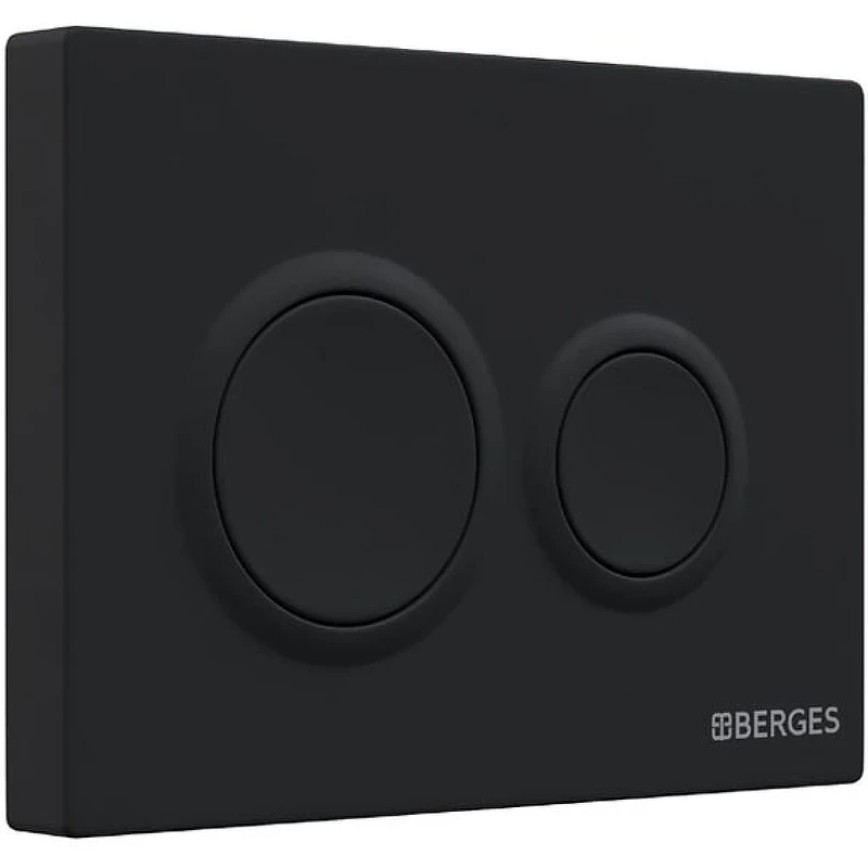 Комплект унитаза с инсталляцией Berges Novum 043303 с сиденьем Микролифт и Черной Soft Touch клавишей смыва фарфор подвесной