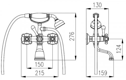 Смеситель для ванны Rav Slezak Morava retro MK559.5/2Z Золото латунь на стену