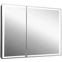 Зеркальный шкаф Континент Mirror Box black Led 100 МВК051 с подсветкой Черный МДФ / ЛДСП, стекло