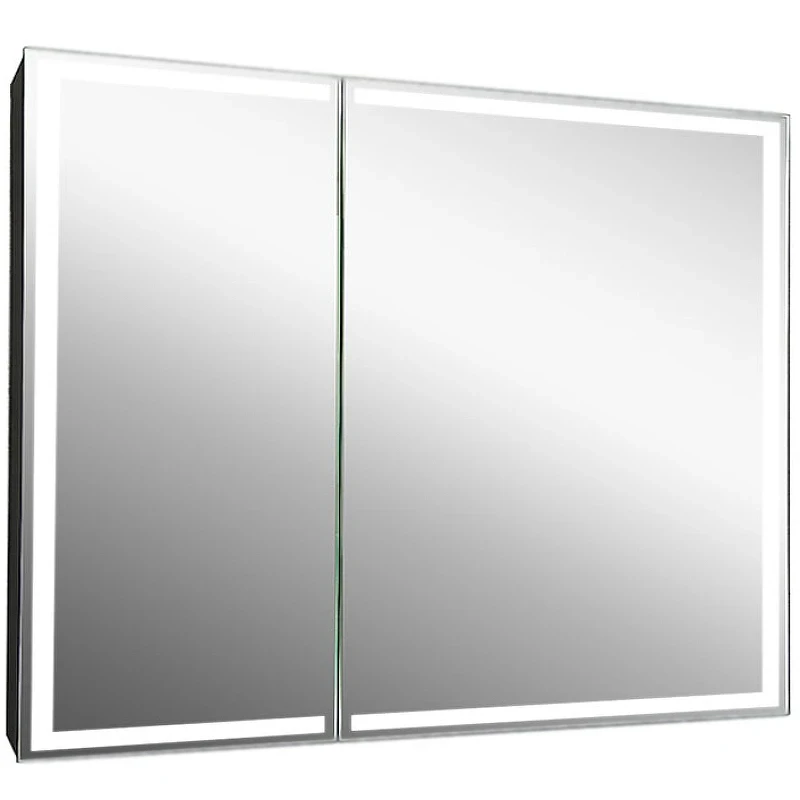 Зеркальный шкаф Континент Mirror Box black Led 100 МВК051 с подсветкой Черный МДФ / ЛДСП, стекло
