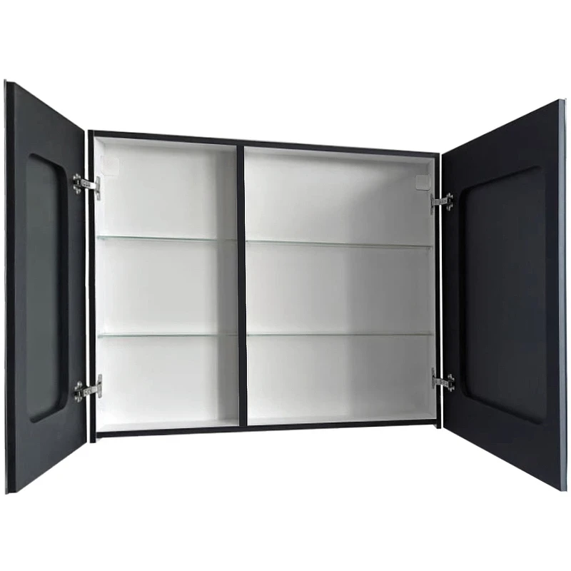 Зеркальный шкаф Континент Mirror Box black Led 100 МВК051 с подсветкой Черный МДФ / ЛДСП, стекло