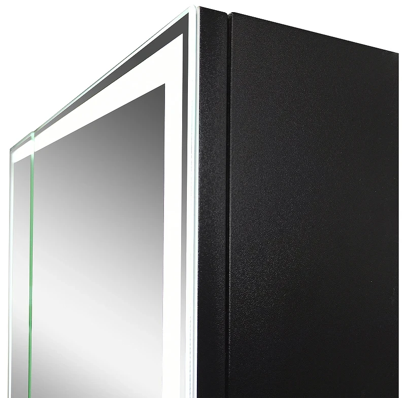 Зеркальный шкаф Континент Mirror Box black Led 100 МВК051 с подсветкой Черный МДФ / ЛДСП, стекло