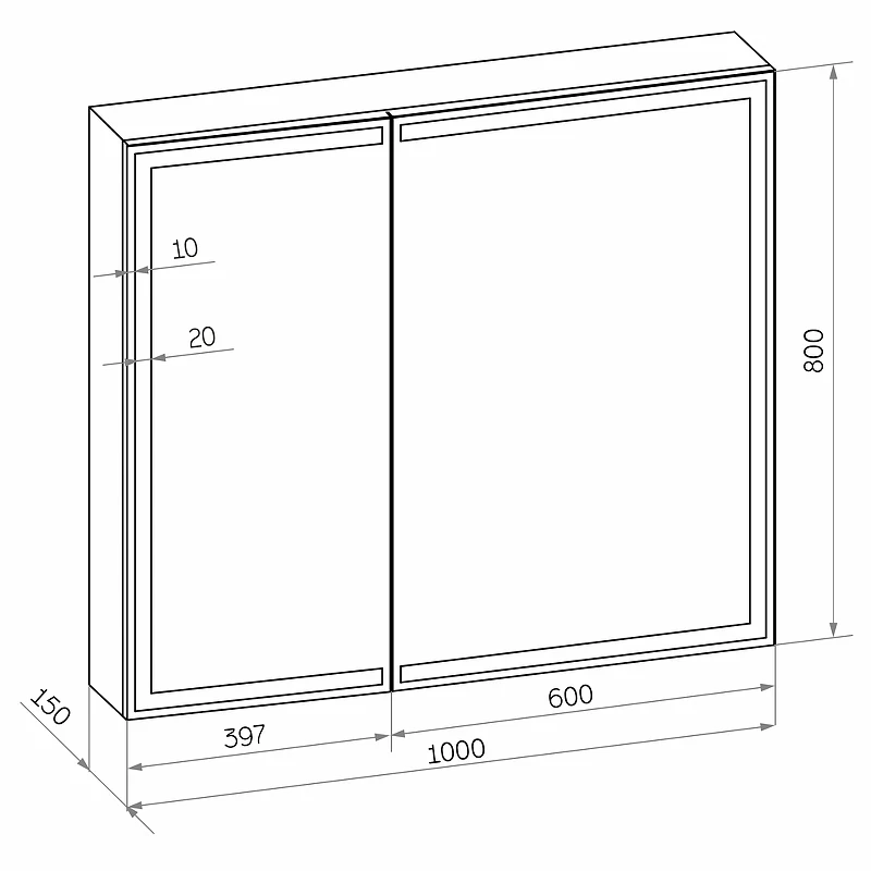 Зеркальный шкаф Континент Mirror Box black Led 100 МВК051 с подсветкой Черный МДФ / ЛДСП, стекло