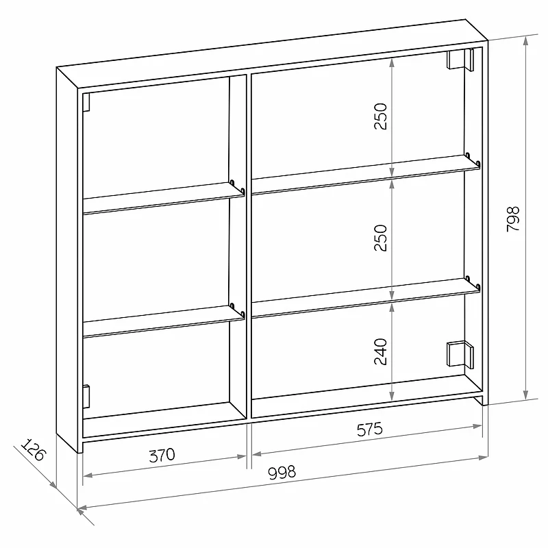Зеркальный шкаф Континент Mirror Box black Led 100 МВК051 с подсветкой Черный МДФ / ЛДСП, стекло
