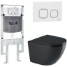 Комплект унитаза с инсталляцией WeltWasser AMBERG 497 ST + MERZBACH 041 XL MT-BL + AMBERG RD-WT 10000010941 цвет Черный матовый с сиденьем Микролифт и клавишей смыва цвет Белый