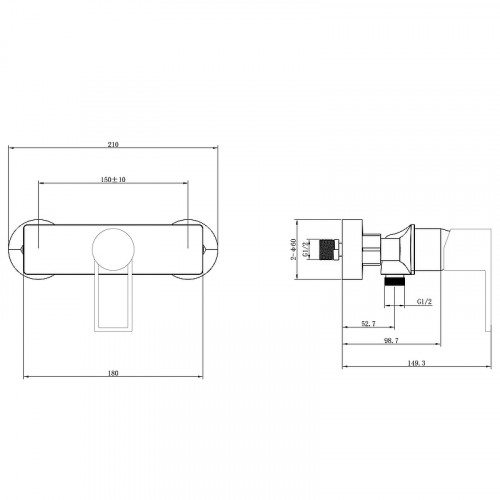 Смеситель для душа beWash Element BVMM0SH700 Хром латунь на стену