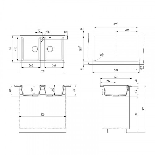 Кухонная мойка Ulgran Classic U-708-328 цвет Бежевый