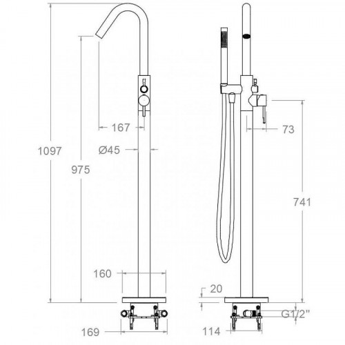 Смеситель для ванны Ramonsoler Odisea 398503DNM Черный матовый