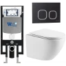 Комплект унитаза с инсталляцией WeltWasser AMBERG 497 + MERZBACH 043 MT-WT + AMBERG RD-BL 10000011410 цвет Белый матовый с сиденьем Микролифт и клавишей смыва цвет Черный