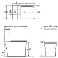 Унитаз компакт Aquanet Cube 2-C Rimless 240208 без бачка с сиденьем Микролифт фаянс напольный