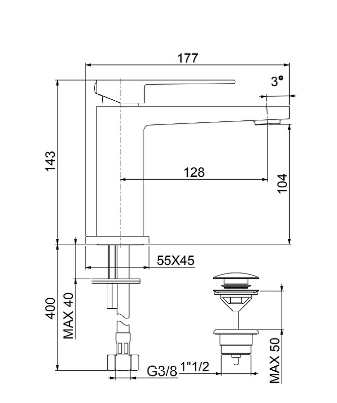 Смеситель для раковины Fiore Kube 100NN8515