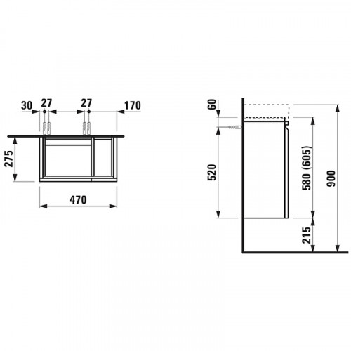 Тумба под раковину Laufen Pro 48 L 4.8300.1.095.479.1 подвесная Светлый дуб