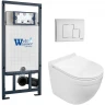 Комплект унитаза с инсталляцией WeltWasser MARBERG 507 + HEIMBACH 043 GL-WT + MAR 507 SE GL-WT 10000012167 цвет Белый глянцевый с сиденьем Микролифт и клавишей смыва цвет Белый глянцевый