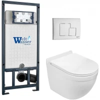 Комплект унитаза с инсталляцией WeltWasser MARBERG 507 + HEIMBACH 043 GL-WT + MAR 507 SE GL-WT 10000012167 цвет Белый глянцевый с сиденьем Микролифт и клавишей смыва цвет Белый глянцевый