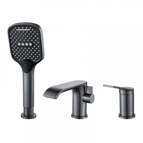 Смеситель на борт ванны Shevanik S41T S4112T цвет Оружейная сталь