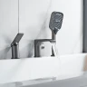 Смеситель на борт ванны Shevanik S41T S4112T цвет Оружейная сталь