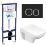 Комплект унитаза с инсталляцией WeltWasser BAMBERG 460 + KEHLBACH 004 GL-WT + BAMBERG BL 10000012849 цвет Белый глянцевый с сиденьем Микролифт и клавишей смыва цвет Черный
