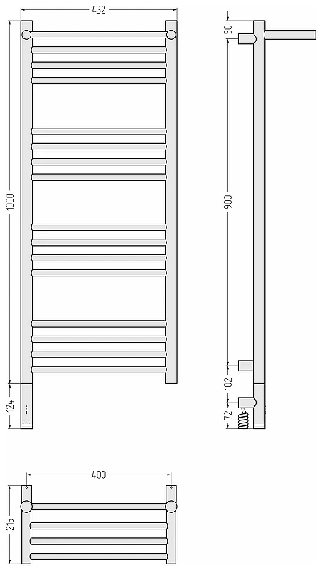 Электрический полотенцесушитель Сунержа Богема 3.1 с 1 полкой 100x40 30-6006-1040 цвет Матовый белый